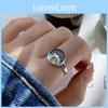 Cute Vintage Round Lucky Cat Ring For Women Stylish Adjustable Copper Finger Jewelry