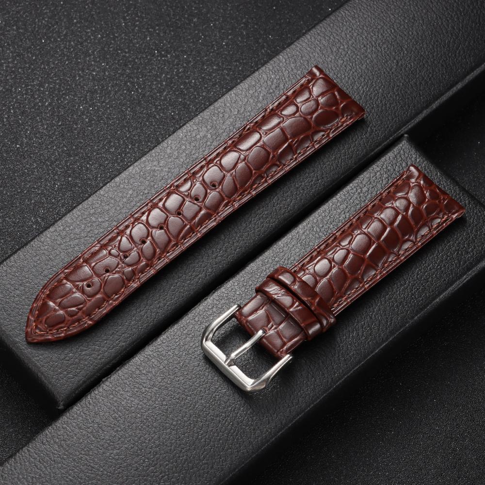 Crocodile Pattern Design Leather Watch Strap 16mm 18mm 19mm 20mm 21mm 22mm Universal Watchbands Casual Business Wristwatch Band