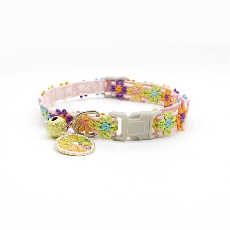 1PC Pet Necklace Colorful Lace Flower Cat Collar Puppy Ornament Collar Bell Neck Collar Cat Collar
