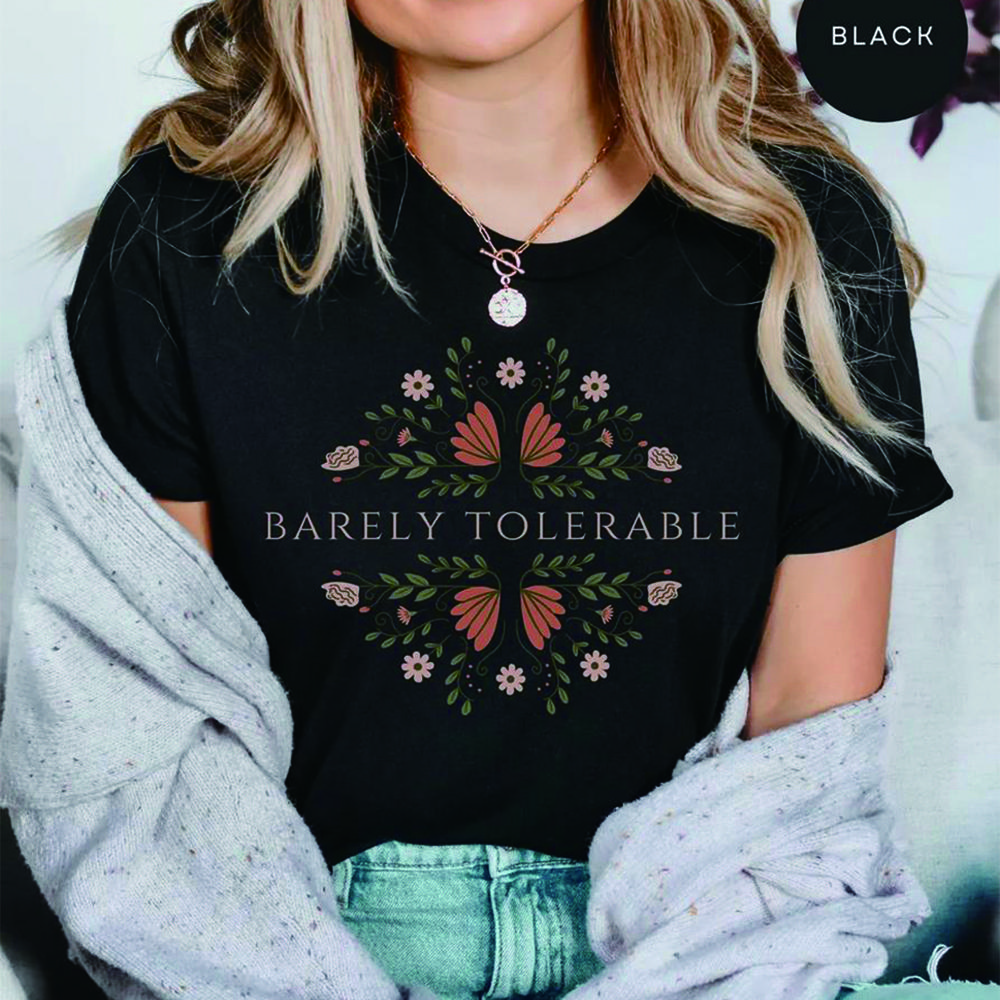 Barely Tolerable Pride and Prejudice T Shirt Jane Austen Shirt Bookish Tshirt Book Lover Shirt Unisex Short Sleeves Tops
