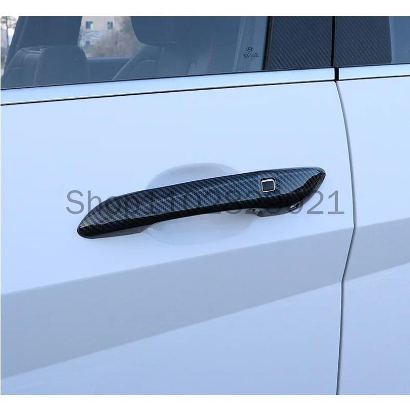 Glossy Black Carbon Fiber Chrome Car Door Handle Cover Decor Sticker Styling Accessories For Hyundai Sonata -