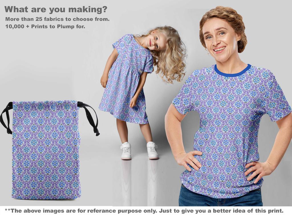 oneOone Cotton Flex Blue Fabric Asian Suzani Dress Material Fabric Print Fabric By The Yard 40 Inch