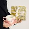 OLOEY Hand-Pinched Floral Ceramic Coffee Cup and Saucer Set