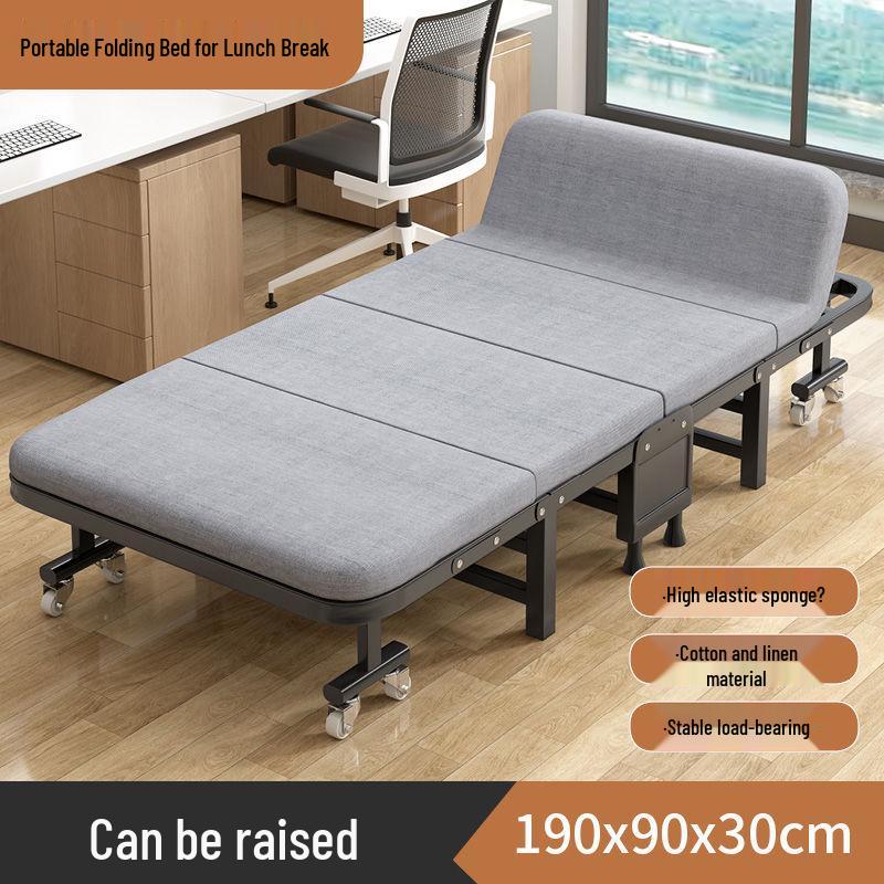 Adjustable Multi-Wheel Folding Bed for Office, Hospital, or Bedroom Use