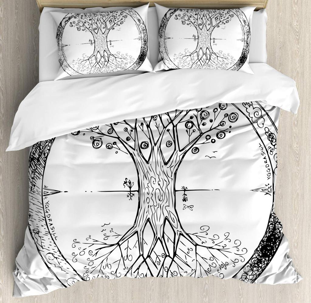 Sun And Moon Duvet Cover Black And White Bedding Soft Tree Of Life All Galaxy Stars Mandala Tribal Quilt Cover Decor For Women