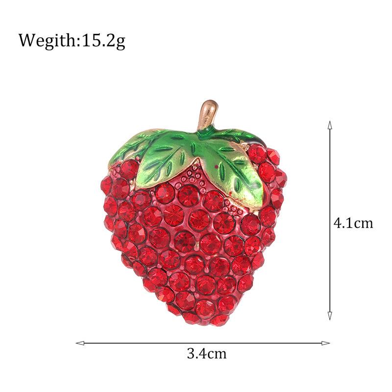 Exquisite Strawberry Brooch: Enamel and Rhinestone Fruit Pin Accessory