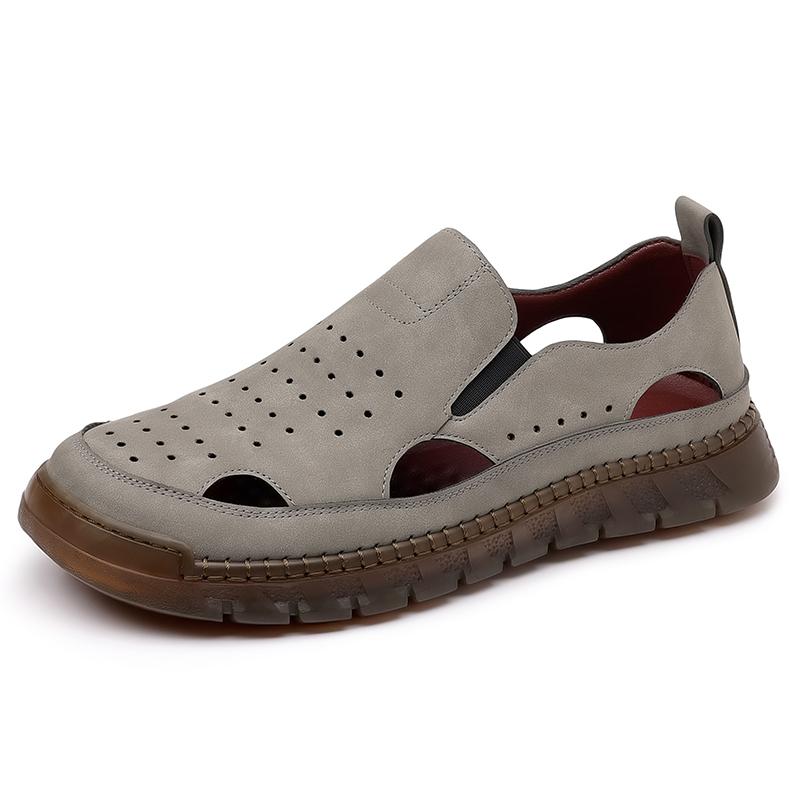 New Summer Men's Fashion Sandals Hollow Breathable Slip On Flats Soft Sole Non Slip Lightweight Comfortable Casual Shoes