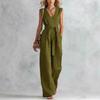 Spring/Summer 2026 Women's V-neck Wide-leg Sleeveless Belted Jumpsuit