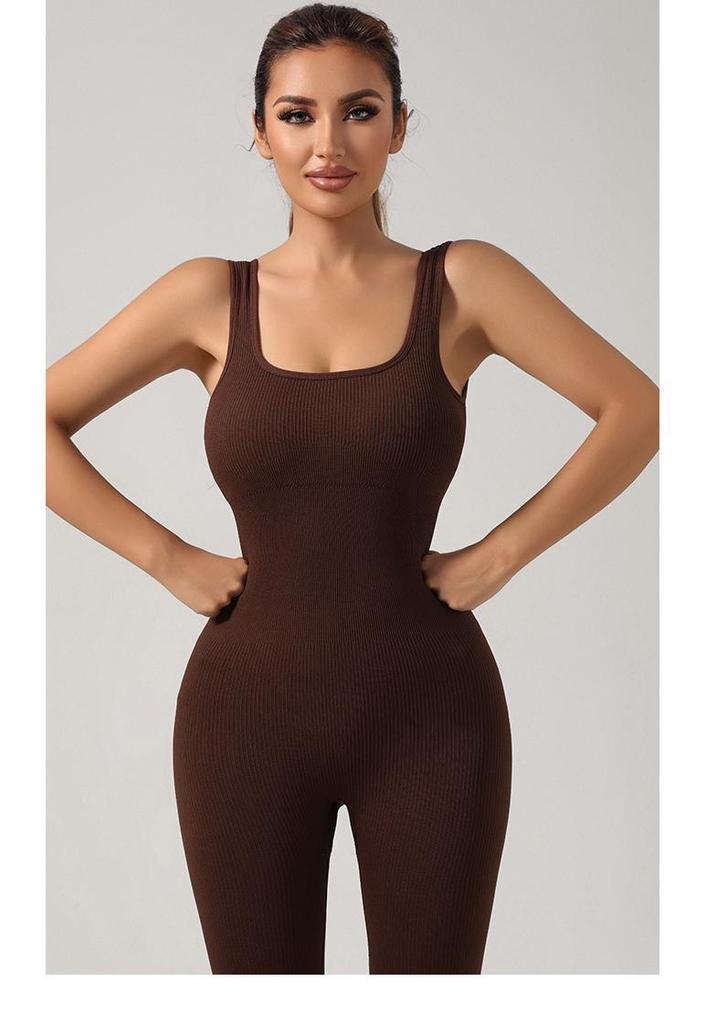 Seamless Elastic Yoga Jumpsuit Set for Women