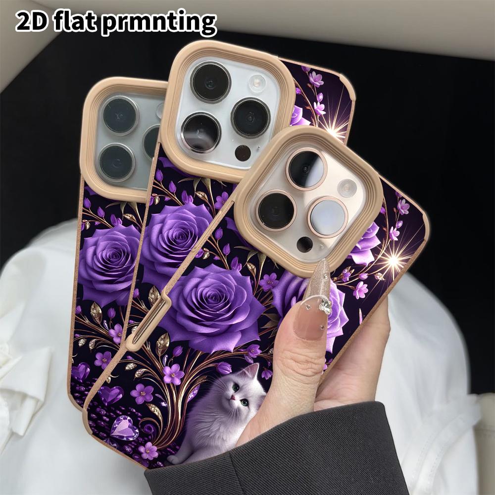 Phone Case: 2D Flat Lambskin Suitable for iPhone 18, 17, 16, 15, 14, 13Pro Protective Case, Dark Purple-black Background, Christmas and Halloween Gift