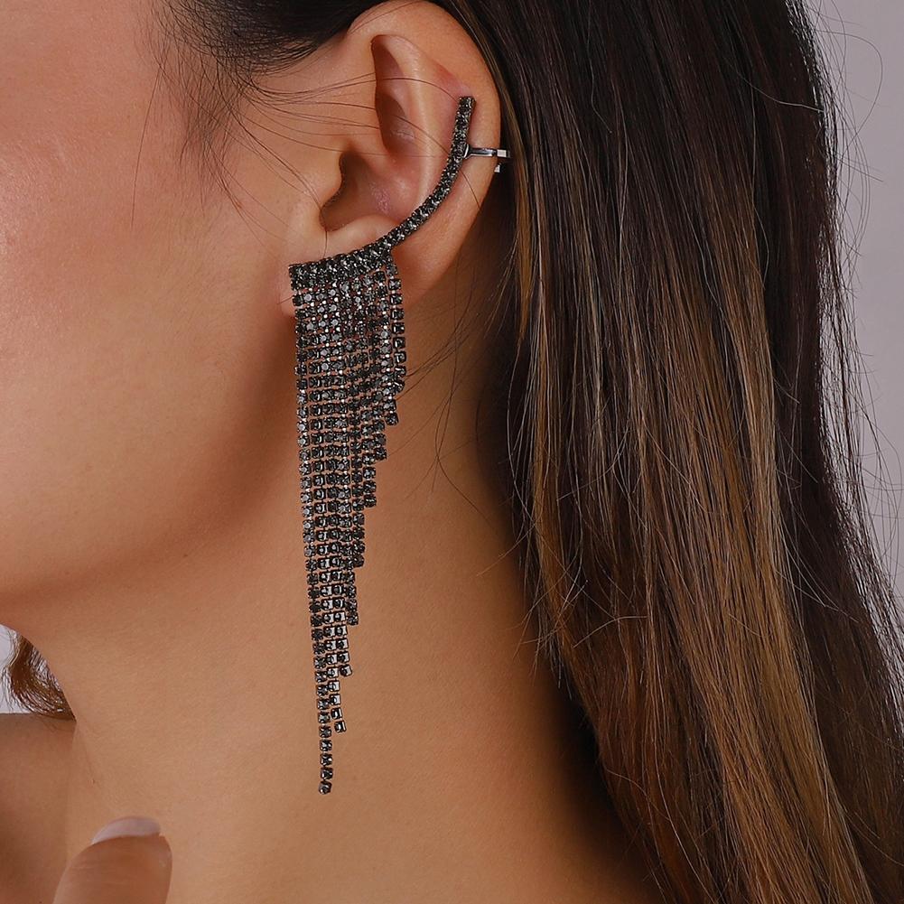 Women Tassel Crystal Earrings Long Fashion Geometric Rhinestone Earrings Jewelry