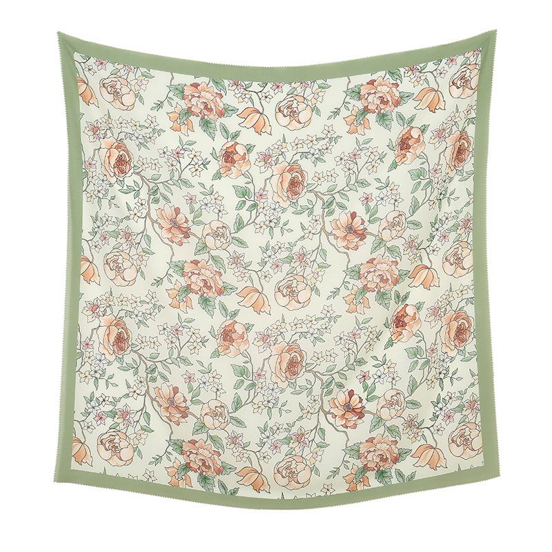 

New Painting Floral Scarf For Women Girls Elegant Flowers Print Square Scarves Soft Shawl Foulard Viscose Warm Wrap Shawls