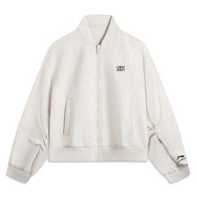 Li Ning Sports Lifestyle Series High Street American Vintage Letter Zipper Comfortable Breathable Versatile Loose Jacket Women Jackets AWDV418-1