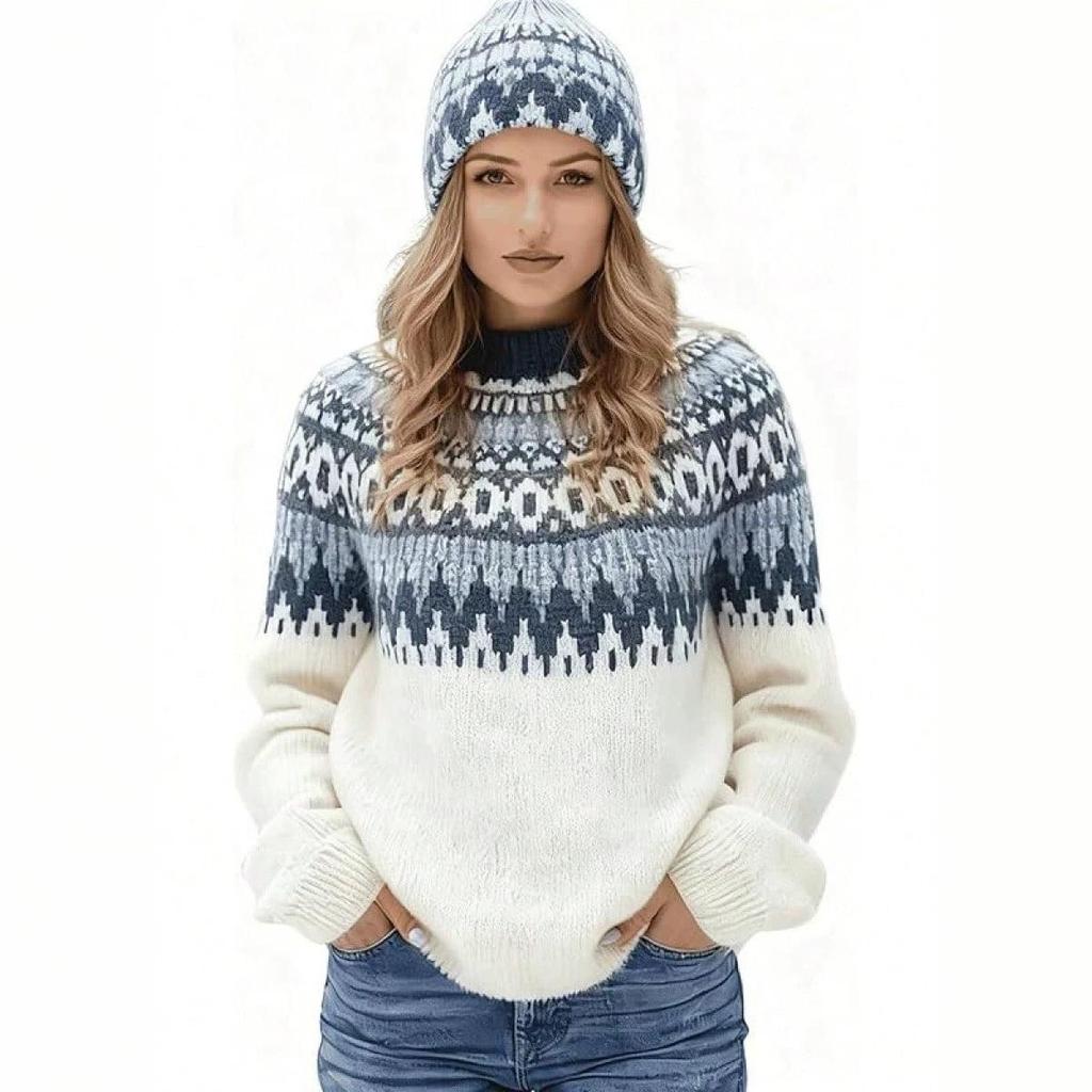 2026 Women's Trendy Color Block Knitwear: Loose, Versatile Sweater for Daily Fashion