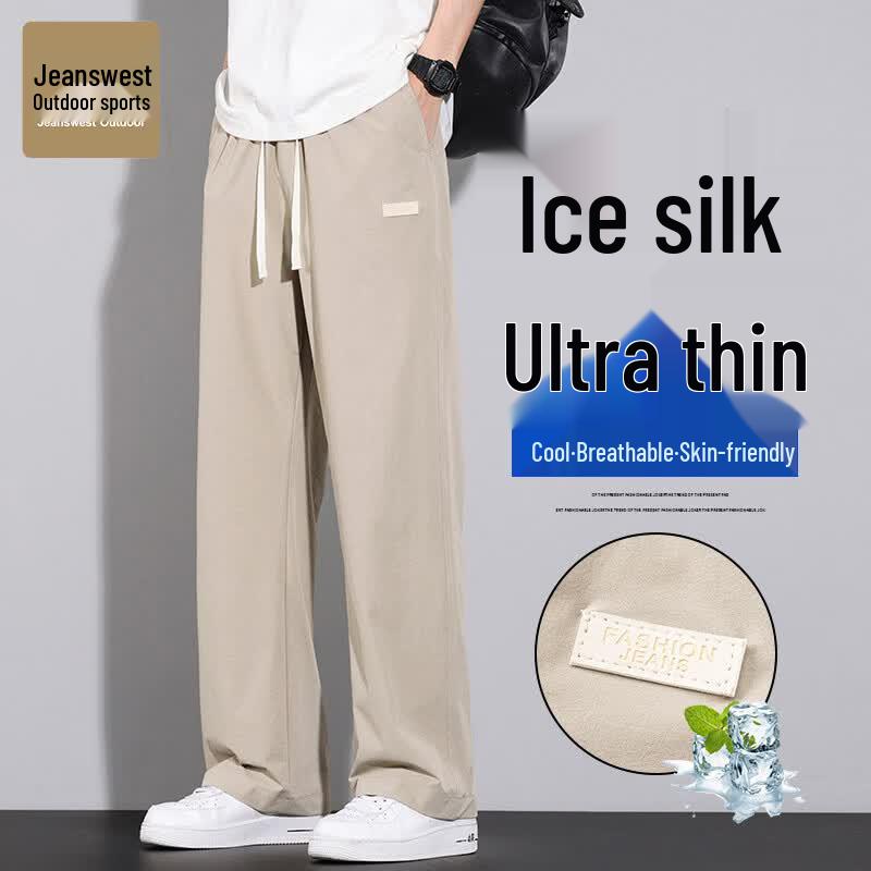 JEANSWEST OUTDOOR Men s Ice Silk Loose Straight Quick-Dry Casual Pants XXL