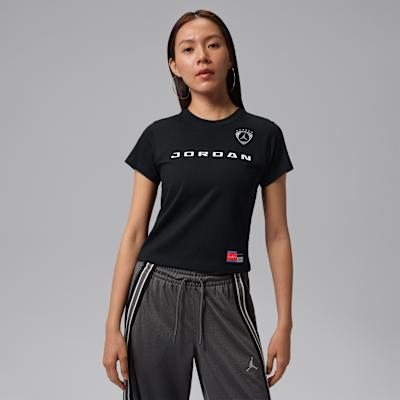Women's Jordan T Shirts Women's Black Crew Neck Moderate