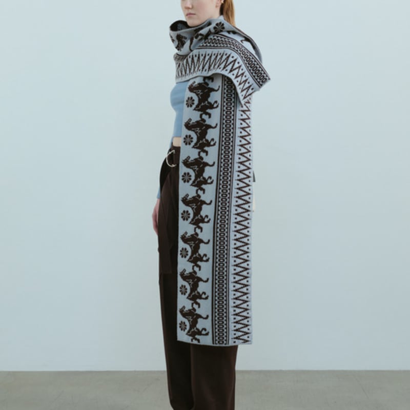 MOONSWARD blue & BROWN CLASSIC PATTERN MUFFLER