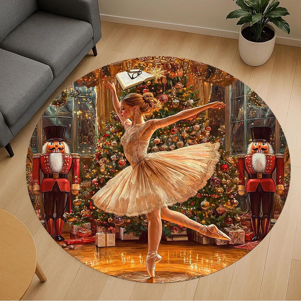1PC ballet dancer christmas Office Round Area Rug, Under Office Chairs Bedroom Living Room Home Decor,Carpet for Office, -1110211