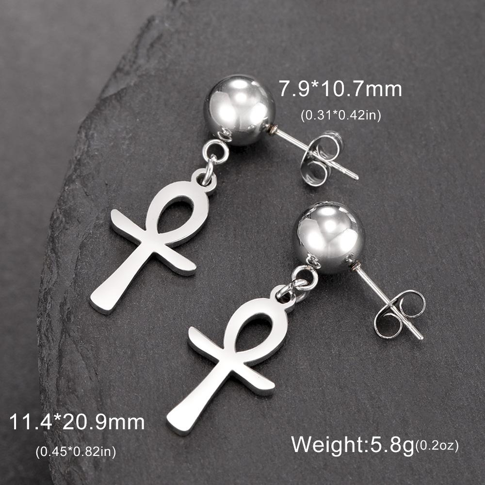Dawapara Antike Ägyptische Symbol Ohrringe Auge des Horus und Ankh Kreuz Hieroglyphisches Ideogramm Schutz Amulett Edelstahl