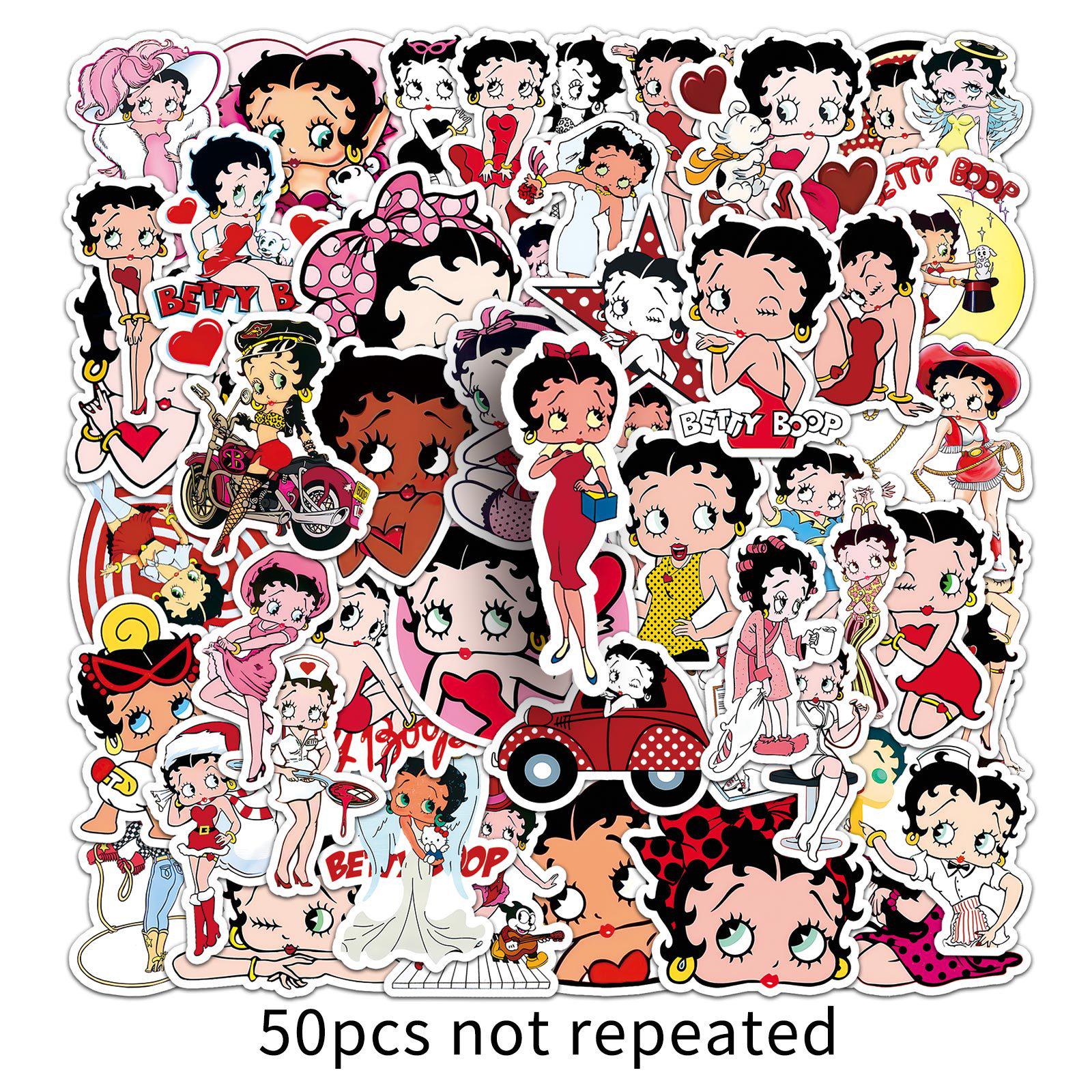 

50 Miss Betty Retro Cartoon Stickers for Helmets, Refrigerators, Computers, and Journals