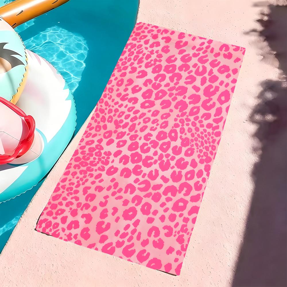 Pattern P-Pink Leopard Lip Print Towel Microfiber beach towel, quick-dry, sand-free, ultra-fine fiber, super soft.