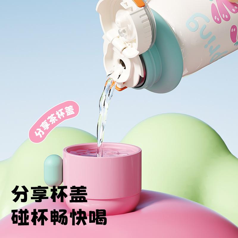 Water bottle Portable straw Double drinking cup Ceramic liner Thermos cup Portable couple female student High value milk water cup