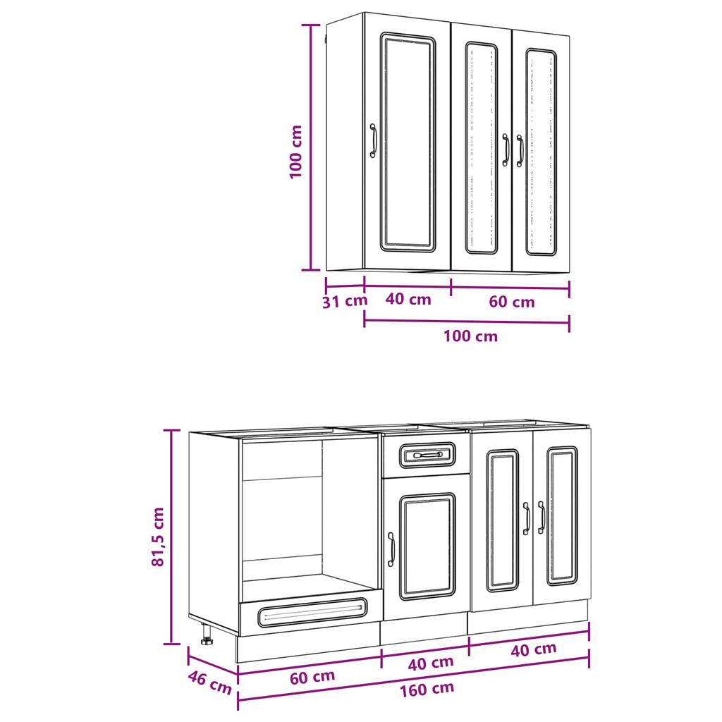 Kitchen Unit KALMAR 5 Pcs Concrete Grey Engineered Wood