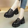 New soft leather small leather shoes autumn platform height increase British style single shoes