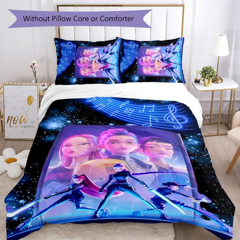 Set Biancheria da Letto KPOP Hunter 3 Pezzi Copripiumino Chiusura Include 1 Copripiumino & 2 Federe per Tutte le Stagioni Camera da Letto Casa Arredamento Stanza del Dormitorio