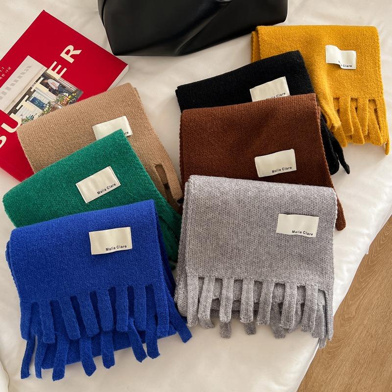 Christmas Festive Red Scarf Women's Winter Knitted Warm Scarf Student Thickened Senior Sense New Gift