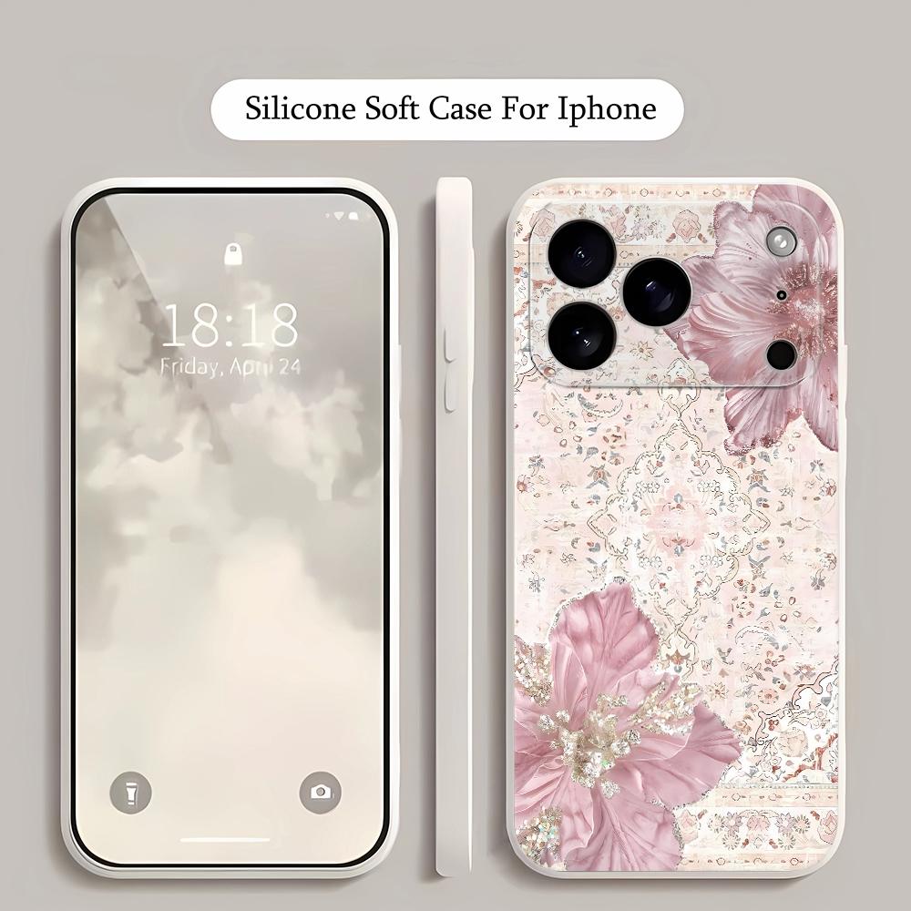 Pink Floral Design Pattern Phone Case For IPhone 17 Case IPhone 16 Pro Max 11 15 14 12 Pro Max 7 8 Plus XR SE Air Silicone Cover