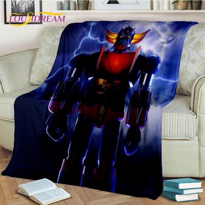 Cartoon UFO Robot Grendizer Anime Blanket,Soft Throw Blanket for Home Bedroom Bed Sofa Picnic Travel Office Cover Blanket Kids