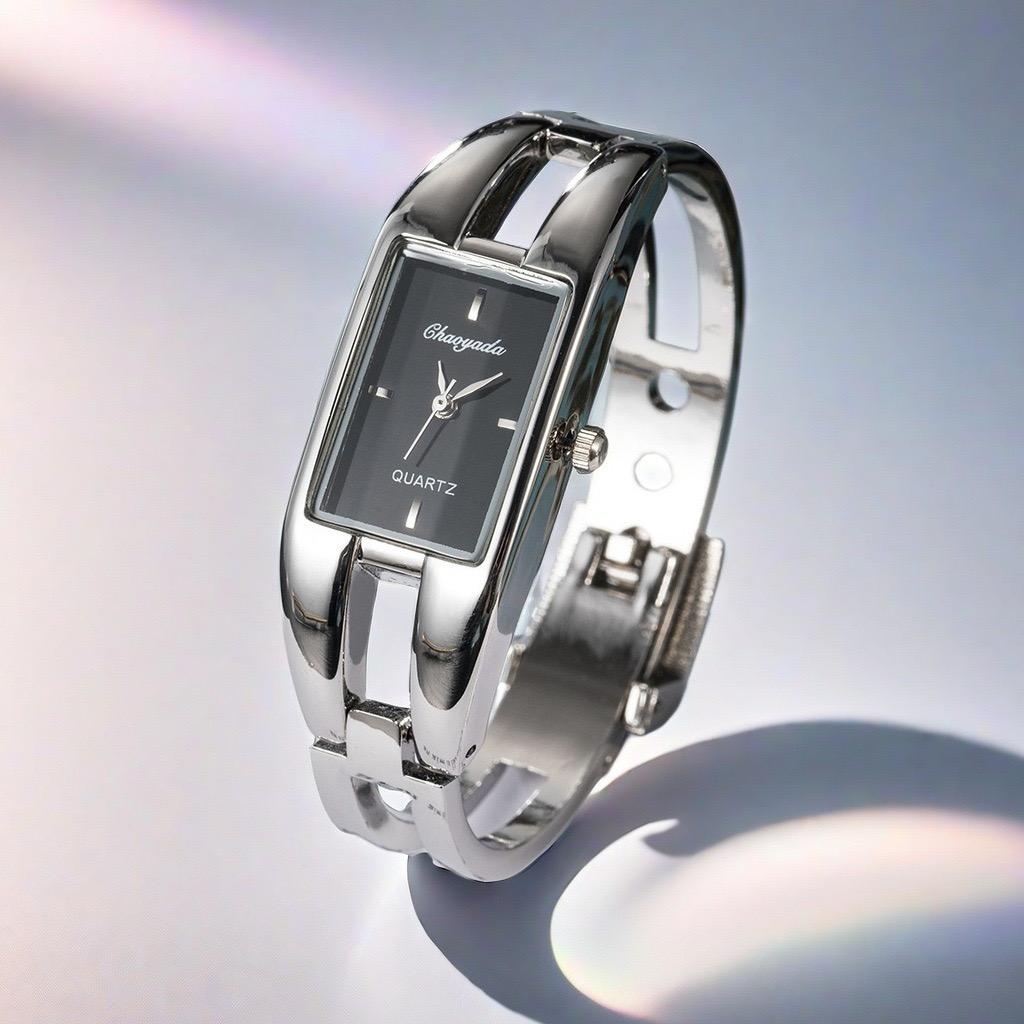 

Роскошные женские часы, модный браслет из нержавеющей стали, кварцевые часы, полые тонкие часы-браслет, женские часы чёрный