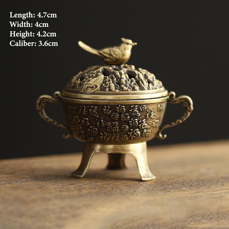 Vintage Alloy Incense Burner Stick Holder Three Legged Hollow Out Mini Sandalwood Censer Incense Burner Home Decoration