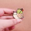 Cute Snail Frog Hard Enamel Pin Brooch Froggy Friends Traveler Badge Accessories Gift