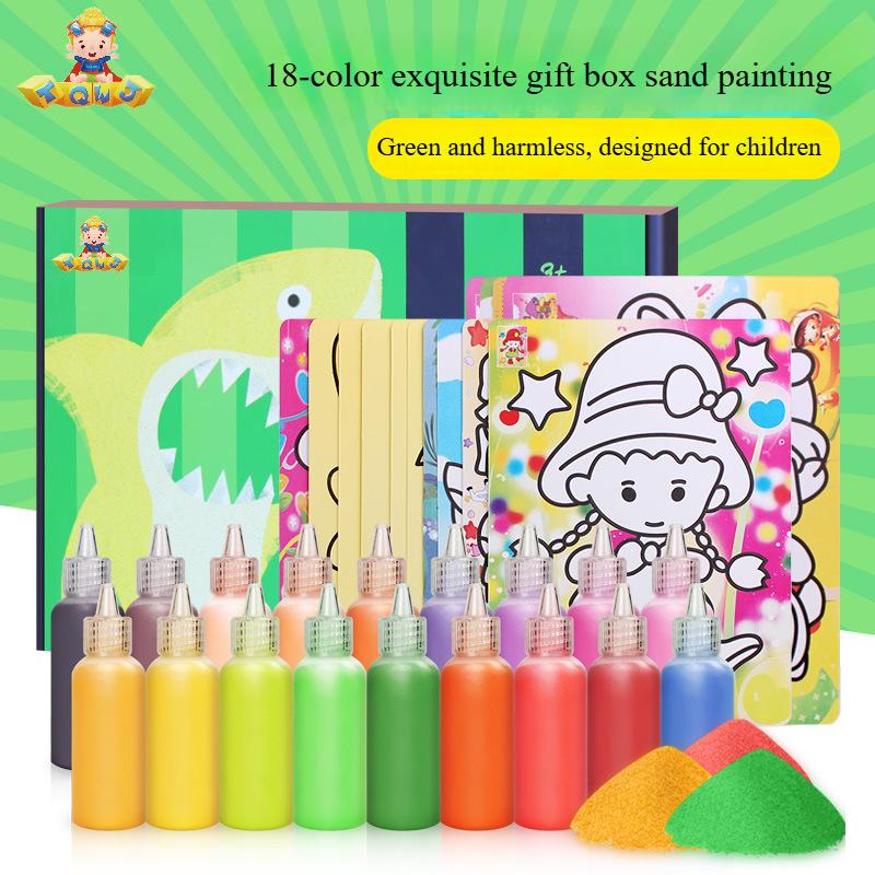 18-color Set Sand Painting Gift Box Safe Non-toxic Bright Colors for Cultivate Children's Creativity and Hands-on Ability