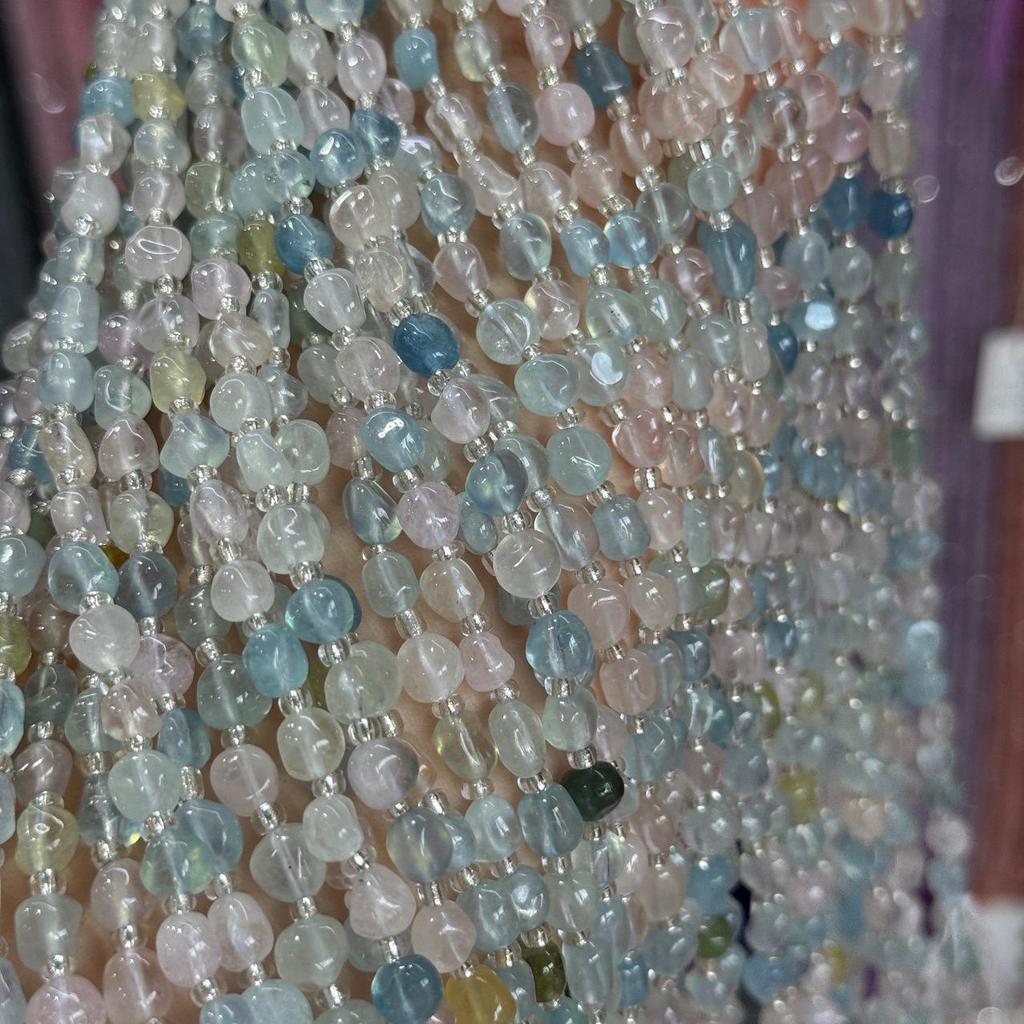 6mm Natural Morganite Jelly Bean Beads for DIY Necklaces & Bracelets - 38cm Strand