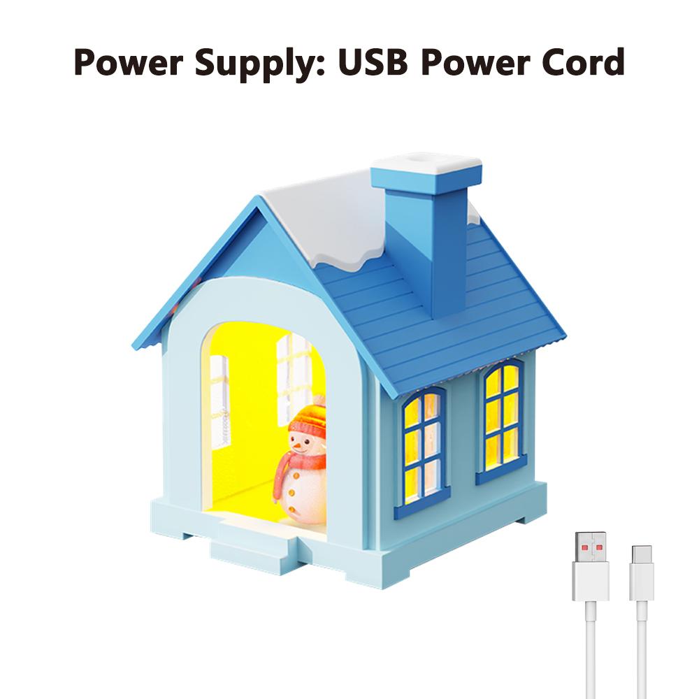 

Мини увлажнитель воздуха «Снежный домик» Милый настольный увлажнитель с теплым светом Ультратихий 2 режима Мини-генератор прохладного тумана для спальни Диффузор синий