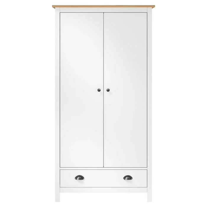 Garde-robe - VIDAXL - Hill Blanc - Bois massif - 2 portes - 1 tiroir - 1 étagère - 170cm