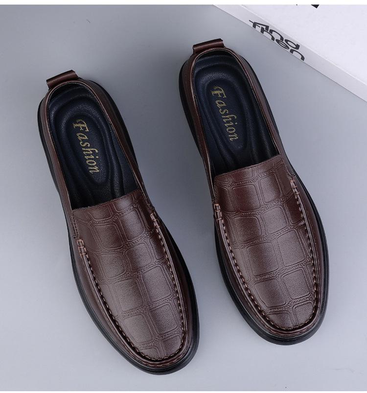 Men's Large Size Formal Leather Slip-On Shoes - Casual Low-Top for Spring/Summer