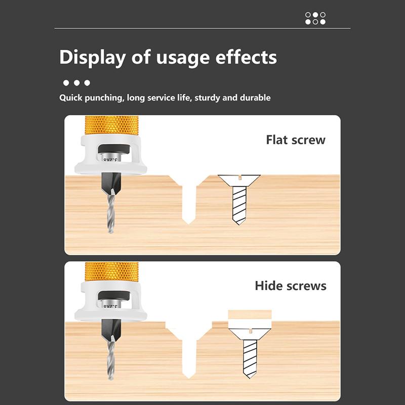 1 buc Limitator pentru prelucrarea lemnului Freză cu alezor cu patru muchii Cap din aliaj Burghiu cu gaură conică Adâncime reglabilă Burghiu în trepte Alezor pentru șuruburi ascunse