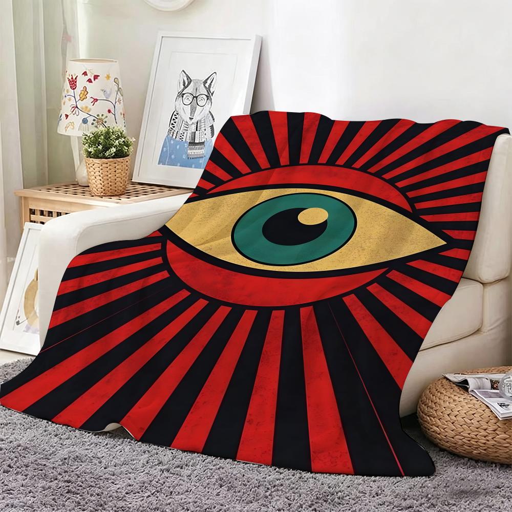 Artwork P-Psychedelic All Seeing Eye Throw Lightweight 240g Flannel Blanket Soft Skin-friendly for Summer Cooling