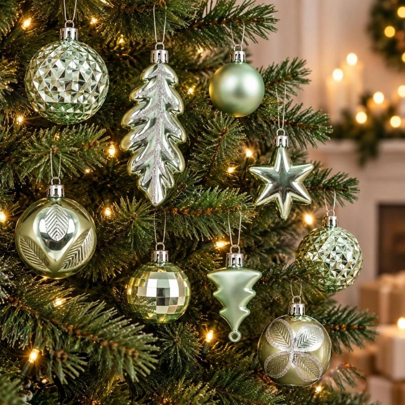 Feiertags-Kugel-Sortiment, 40-teilige Sammlung mit gemischten Oberflächen für Weihnachtsbaum, Kaminsims, Fensterbank und Veranda-Dekorationen