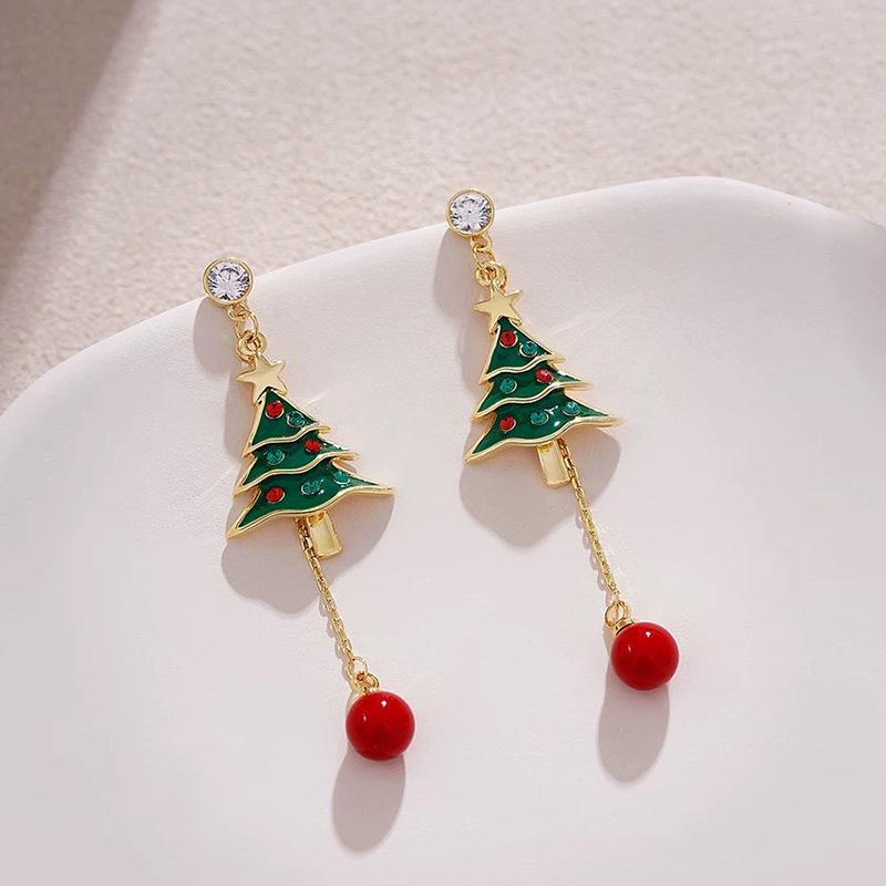 New S925 Silver Needle Christmas Collection Asymmetrical Earrings: Sweet & Cute Holiday Gifts for Women