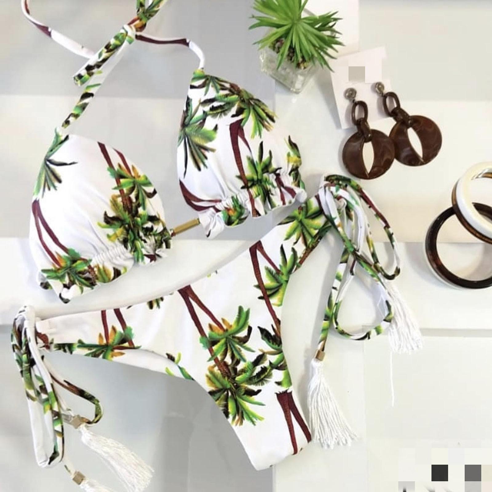 

Женщины Bandeau Bandage Bikini Set Push-Up Бразильские купальники Пляжная одежда Купальник M зелёный