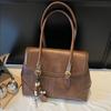 Korean Version Contrasting Color Commuting Briefcase Retro Versatile Single Shoulder Underarm Bag New Fashionable Hand-held Tote Bag