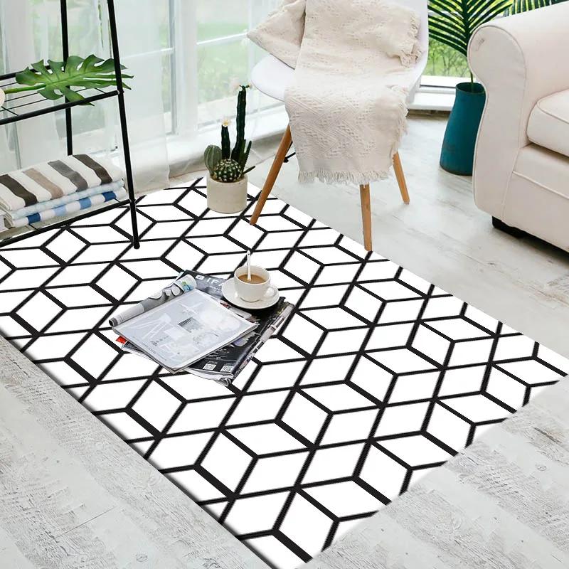 

Black and White Grid Carpet Area Rug for Living Room Decoration Teenager Rugs for Bedroom Non-slip Carpets Home Decor Floor Mat 40x60cm
