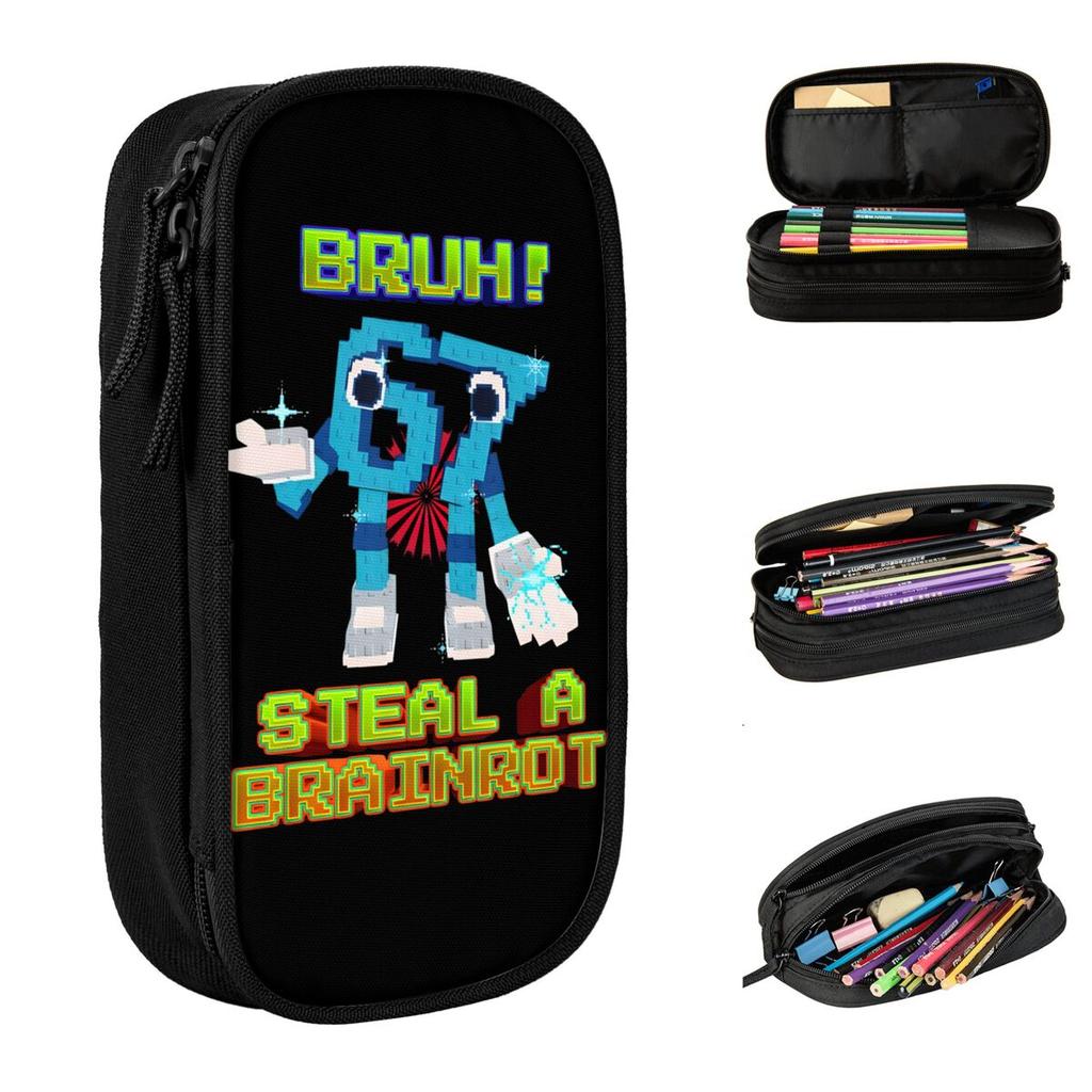 Six Seven Bruh 67 Pencil Cases 6-7 Brainrot Meme Pencilcases for Student Large Storage Bag School Supplies Gift Stationery