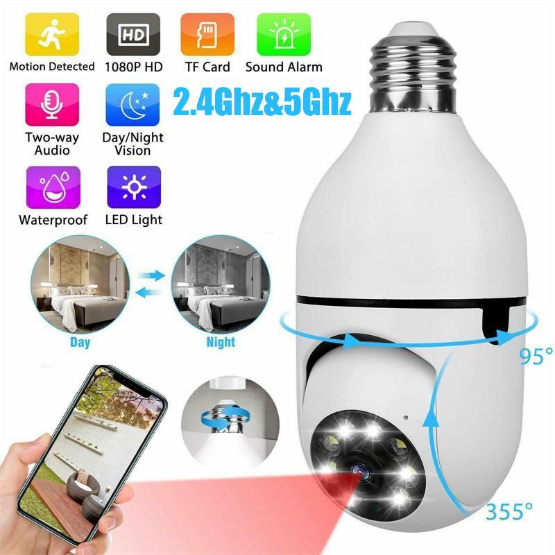 HD 1080P 360 ° Obrót Automatyczne śledzenie Kamera panoramiczna Żarówka Bezprzewodowa 5G Wifi Kamera PTZ IP Zdalne oglądanie Bezpieczeństwo Nadzór Alarm dźwiękowy