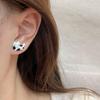Black & White Cartoon Cat Earrings for Women - Silver Needle, Cute, Exquisite, Fish Design, Animal-Themed, Summer Jewelry